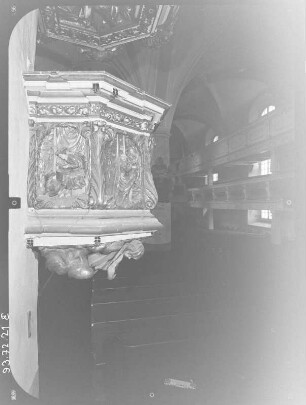 Reichenbach/O.L. Johanneskirche (Wiederaufbau 1674). Kanzel (1688, Bemalung 1707)