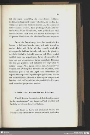 e. Produktion, Konsumtion und Reklame