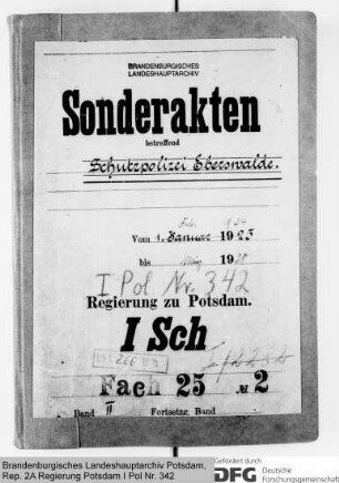 Unterbringung, Bekleidung und Ausrüstung der Schutzpolizei Eberswalde