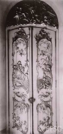 Berlin, Schloss Charlottenburg, Neuer Flügel, Speisesaal (Weißer Saal), R. 362, Tür.