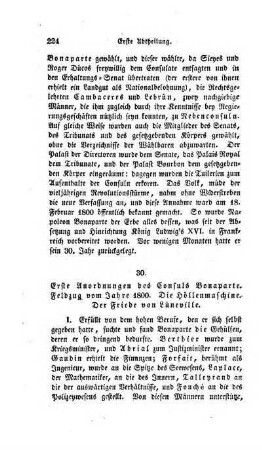 30. Erste Anordnungen des Consuls Bonaparte. Feldzug vom Jahre 1800. Die Höllenmaschine. Der Friede von Lüneville