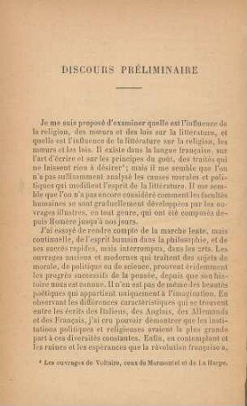 Discours préliminaire
