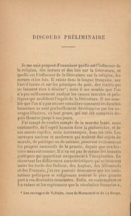 Discours préliminaire