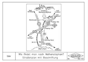 Wie findet man nach Weihenstephan? Straßenplan mit Beschriftung
