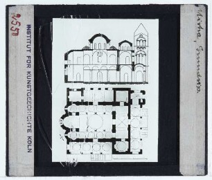 Mistra, Brontochion Kloster und Hodegetria-Kirche : Grundriss und Schnitt der Kirche