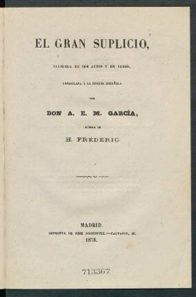 El gran suplicio : zarzuela en dos actos y en verso