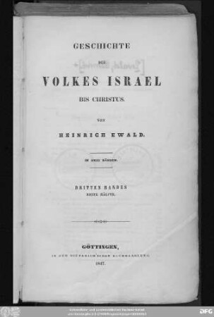 Bd. 3, Hälfte 1: Geschichte Des Volkes Israel Bis Christus : In Drei Bänden