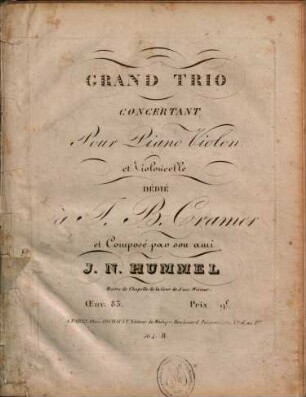 Grand trio concertant : pour piano, violon et violoncelle ; oeuv. 83