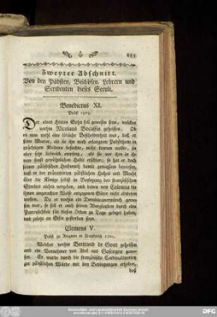 Zweyter Abschnitt. Von den Päbsten, Bischöfen, Lehrern und Scribenten dieses Seculi.