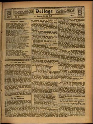 Zweite Ausgabe vom Sonntag, den 25. April 1920.