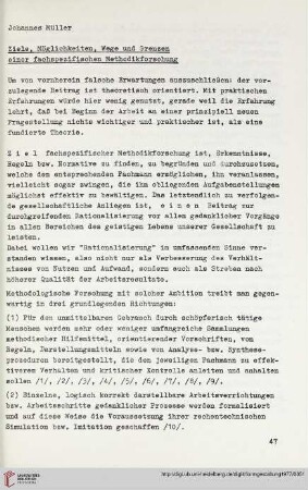 1: Ziele, Möglichkeiten, Wege und Grenzen einer fachspezifischen Methodikforschung