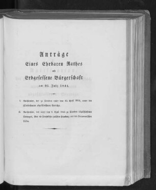 Acta Conventus Senatus et Civium, Donnerstag d. 25. Julii 1844