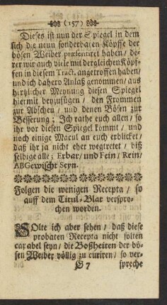 Folgen die wenigen Recepta/ so auff dem Titul-Blat versprochen worden