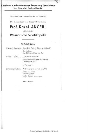 Prof. Karel Ančerl dirigiert die Weimarische Staatskapelle