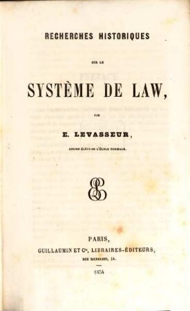 Recherches historiques sur le système de Law