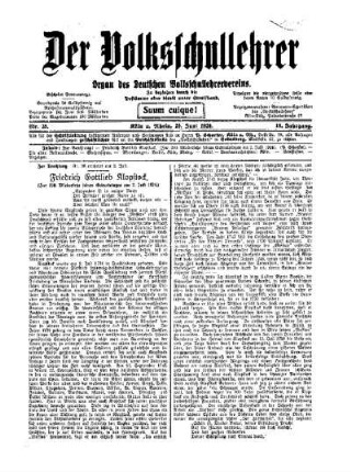 Friedrich Gottlieb Klopstock : (zur 200. Wiederkehr seines Geburtstages am 2. Juli 1924)