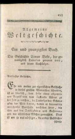 Die Geschichte Timur Beks, der gemeiniglich Tamerlan genannt wird, und seine Nachfolger