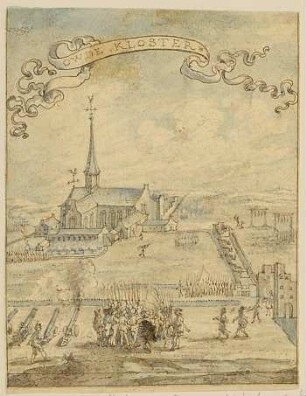 Soldaten belagern das "Oude Kloster" (nach Hortensius Oprover de Wederdoepen)
