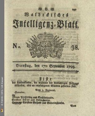 No. 38. Dienstag, den 17ten September 1793