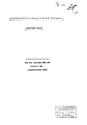 1934/35: Jahresbericht über das Schuljahr ... - 1934/35