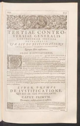 Liber Primus. De Iustificatione, Qui Est De Fide Iustificante.