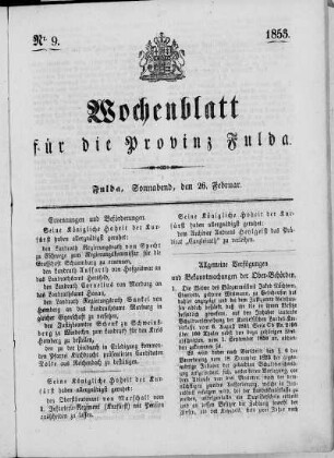 Nr. 9, Ausgabe vom 26. Februar 1853