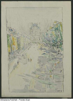 Boulevard mit Schloss und Spalierbäumen