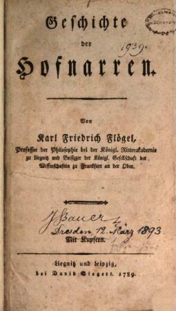 Geschichte der Hofnarren : Mit Kupfern