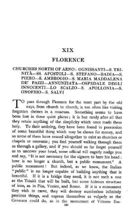 XIX. Florence - Churches Borth of Arno: