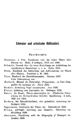 Literatur und artistische Hülfsmittel.