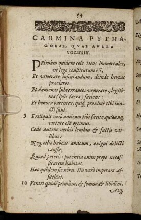 Carmina Pythagorae, Quae Aurea vocantur