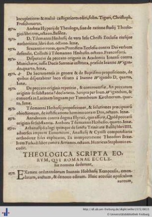 Theologica Scripta Eorvm, Qvi Romanae Ecclesiae nomina dederunt.