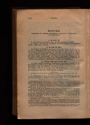 Nachträge enthaltend die während des Drucks eingetretenen Veränderungen und Ergänzungen.