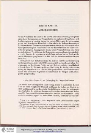 Erstes Kapitel - Vorgeschichte