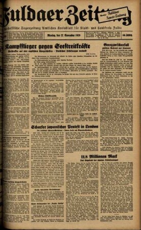 Ausgabe vom Montag, den 27. November 1939.
