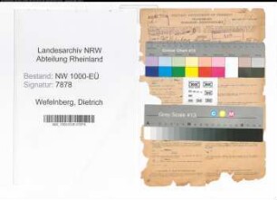 Entnazifizierung Dietrich Wefelnberg, geb. 09.01.1892 (Bahnsekretaer)