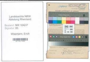 Entnazifizierung Erich Wissmann , geb. 17.07.1910 (Zollangestellter)