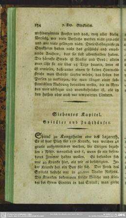 Siebentes Kapitel. Spitäler und Zuchthäuser