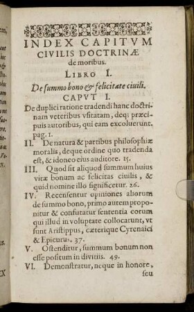 Index Capitum Civilis Doctrinæ de moribus.