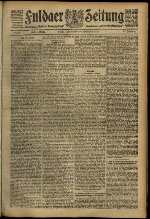 Erste Ausgabe vom Dienstag, den 24. September 1912.