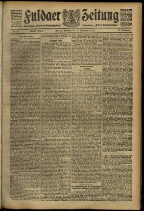 Erste Ausgabe vom Dienstag, den 24. September 1912.