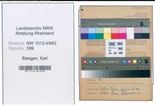 Entnazifizierung Karl Biesgen , geb. 24.09.1899 (Kaufmann)