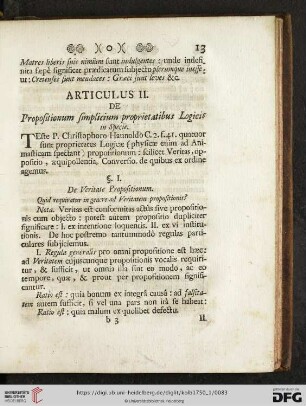 Articulus II: Propositionum simplicium proprietatibus Logicis in Specie