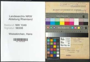 Entnazifizierung Hans Weisskirchen , geb. 04.02.1909 (Angestellter)