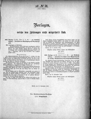 Anlage: ad No.56 (935-936), Vorlagen, welche den Zeitungen nicht mitgeteilt sind