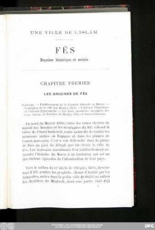 Chapitre Premier Les Origines De Fès