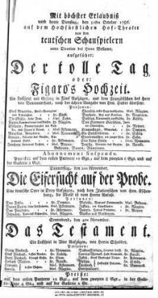 Der tolle Tag, oder: Figaros Hochzeit