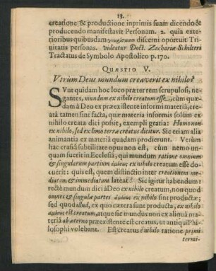 Quaestio V. Utrum Deus mundum creaverit ex nihilo?