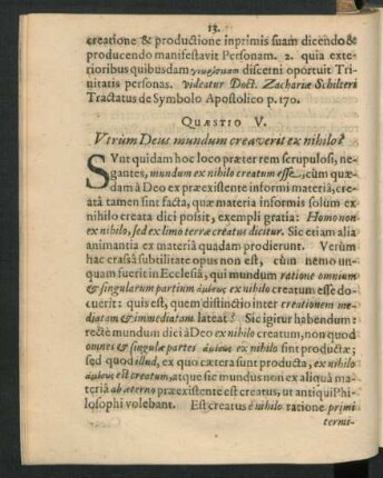 Quaestio V. Utrum Deus mundum creaverit ex nihilo?