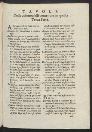 Tavola delle cose notabili contenute in questa Terza Parte